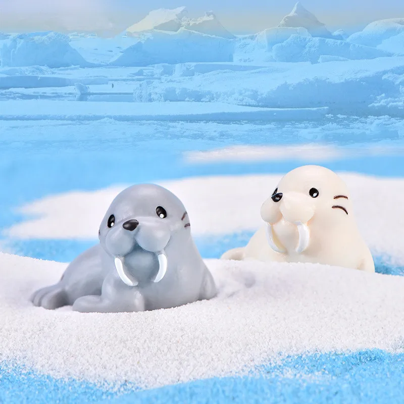 Миниатюрные садовые статуэтки Walrus 5 шт./лот украшения для животных гномы мох