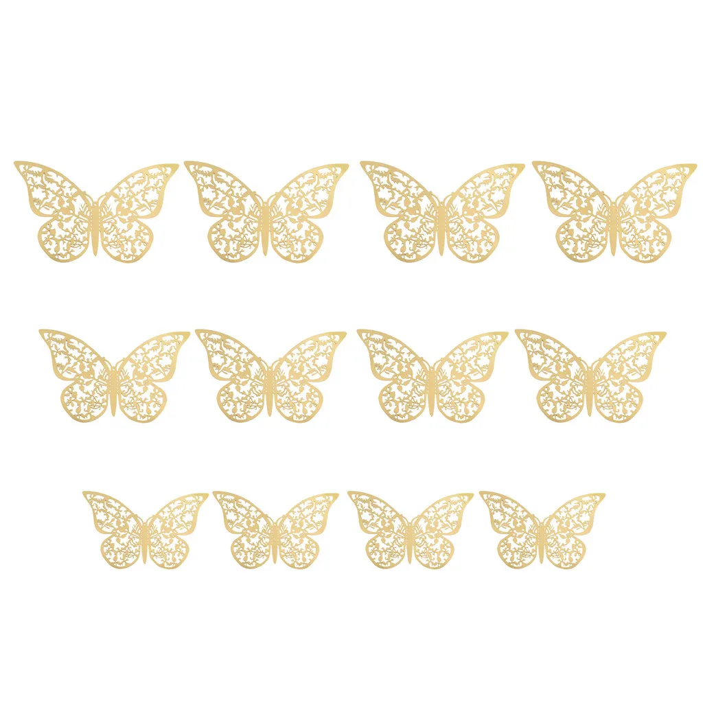 

12 Pcs 3D Hollow Wall Stickers Butterfly Fridge for Home Decoration New