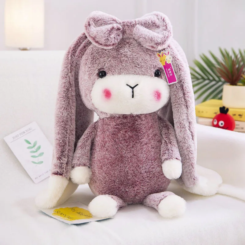 

Fluffy Lovely Long Ear Rabbit Plush Toys Baby Sofa Cushion Shy Pink Animal Stuffed Soft Pillow Photograph Background Decor Gift