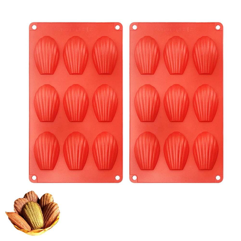 

2PCS Non-stick Silicone Madeleine Molds 9 Cavity Baking Molds For Cake Chocolate Candy Cookies