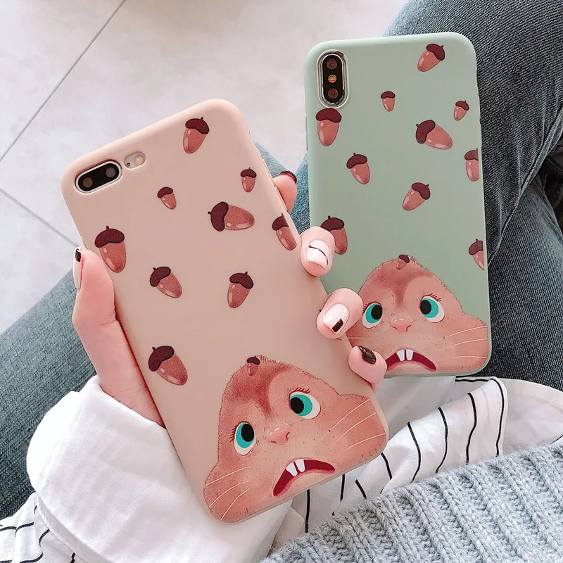Милый мультфильм белка чип и Дейл чехол для iPhone 7 8 6 Plus матовый Силиконовый X XS Max XR