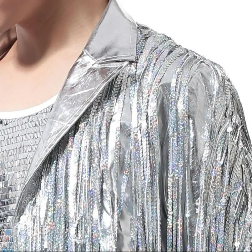 S 5XL новая мужская одежда для ночного клуба певец бар DJ GD рок панк серебряная