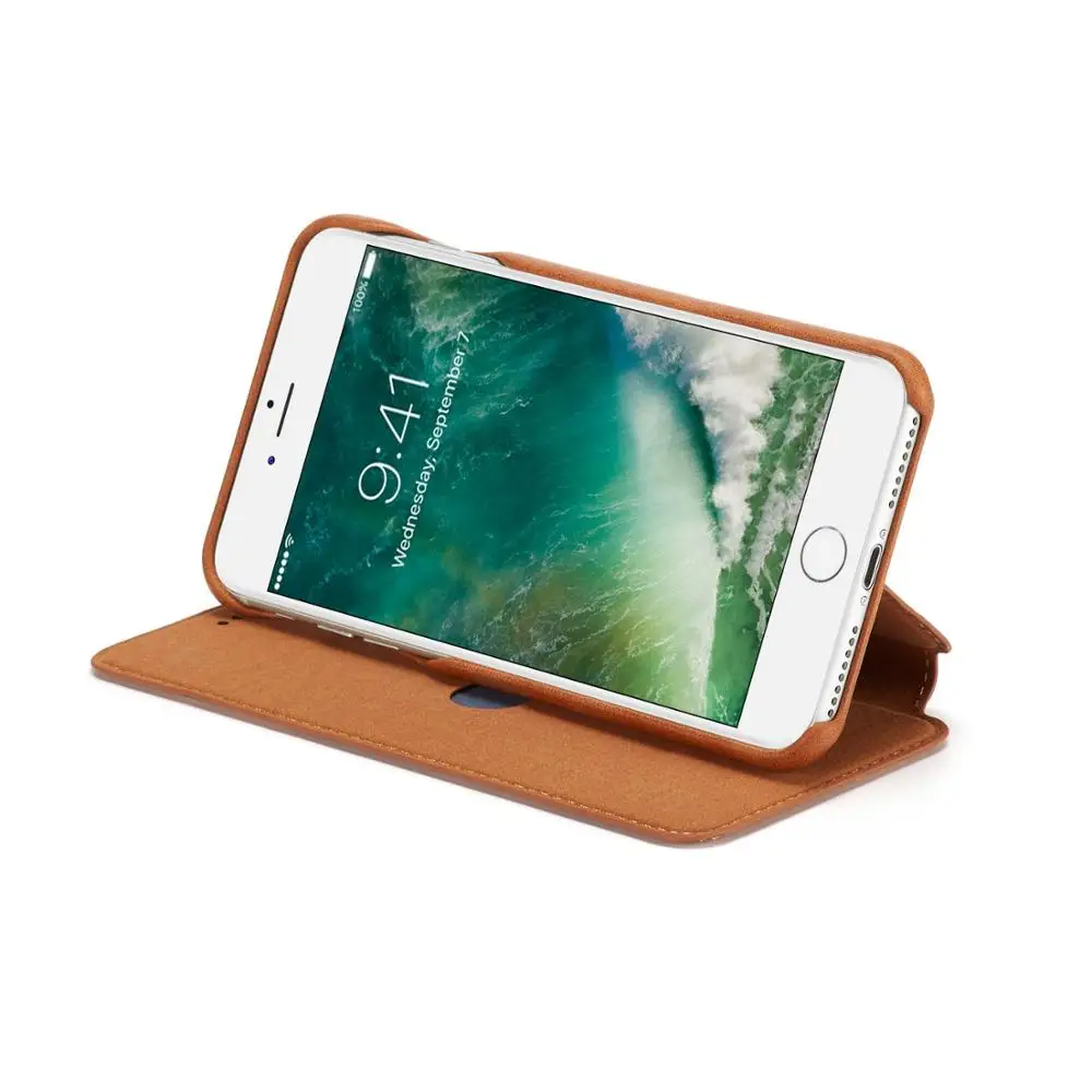 Чехлы для телефонов с держателем карт iPhone 7 8 Роскошные Флип кейсы отделениями