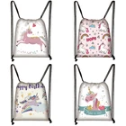 Женская сумка на шнурке с принтом единорога, школьная сумка, рюкзак коричневого цвета для девочек и мальчиков, модные женские сумки для хранения To0246