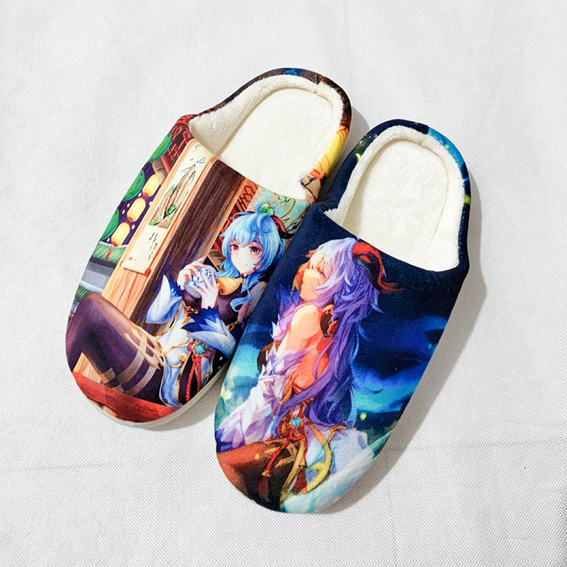 

Game Genshin Impact Ganyu Cosplay Slippers Warm Winter Shoes Cartoon Cute Boots Home Indoor For Men Women Boys Girls