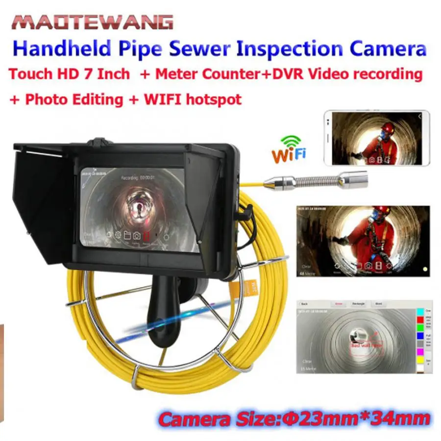 7 дюймов 1080P HD WiFi Беспроводная подземная Водонепроницаемая DVR видеозаписывающая