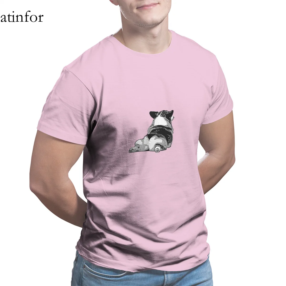 

Corgi Butts comfortable T-Shirt Punk Cute Cosplay Retro Round Collar Tees 26560