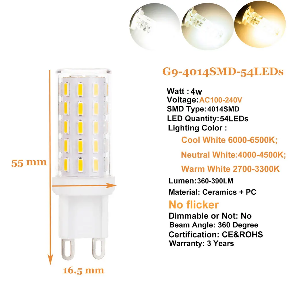 Светодиодная лампочка G9 110 в 220 3 вт 4 5 6 COB SMD 4014 2835 сменные галогенные лампочки для