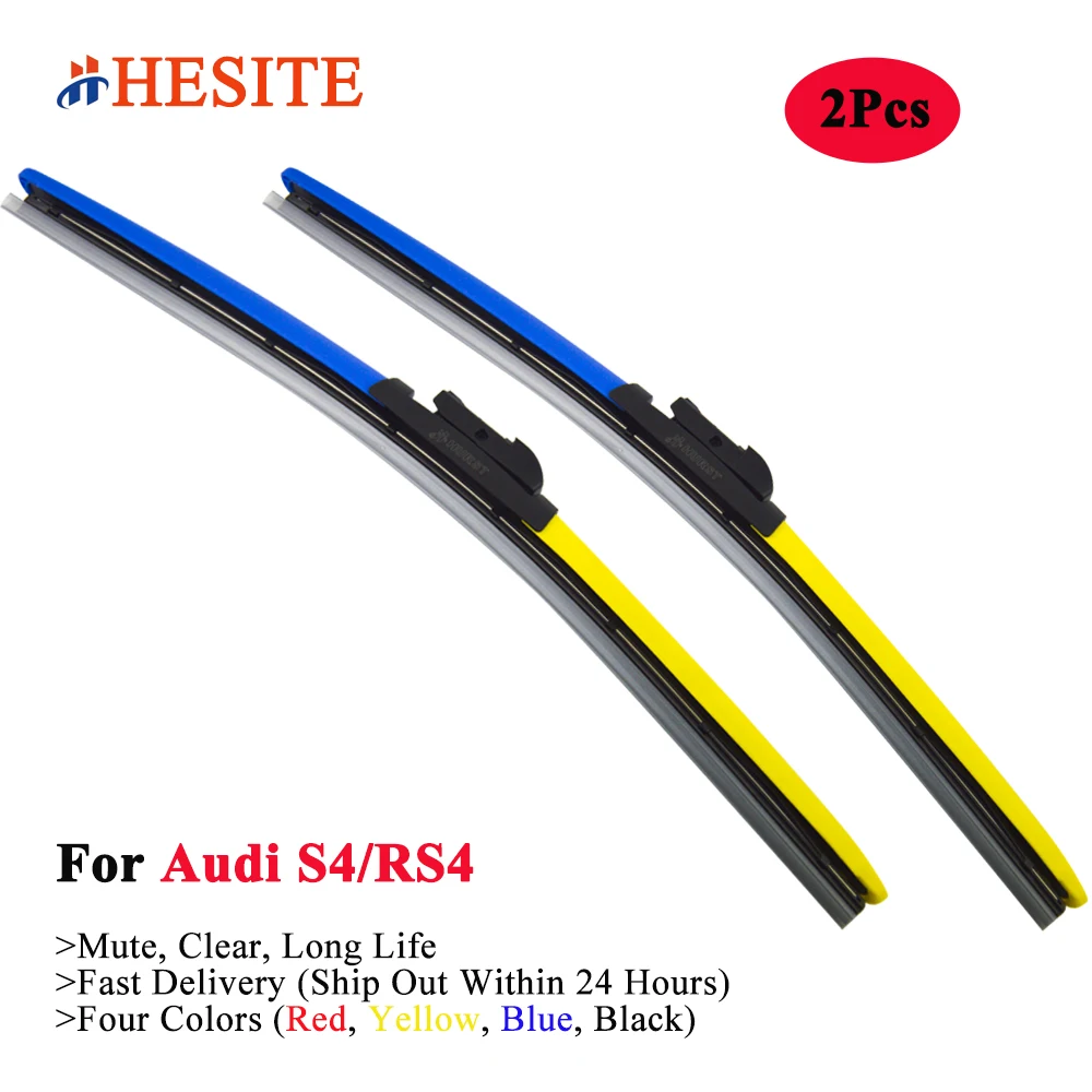 

HESITE Colorful Hybrid Wiper Brush For Audi S4 RS4 C4 B5 B6 B7 B8 Coupe Convertible Sportback Wagon Model Car Red Yellow Wipers
