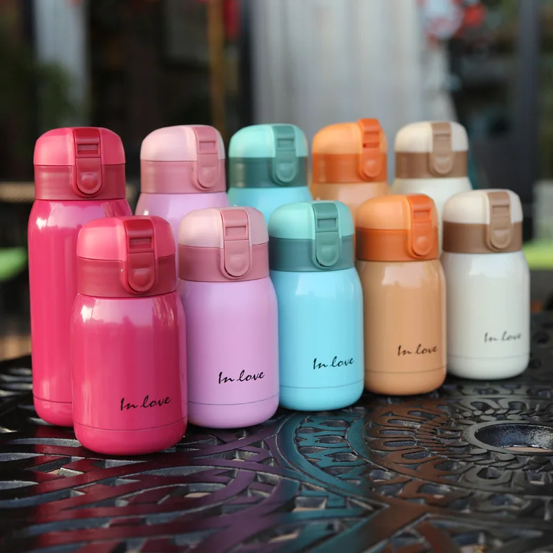 

200ml/350ml Cute Candy Mini Thermos Cup Kids Cartoon Hot Water Bottle Stainless Steel Thermal Coffee Mug Vacuum Flask Insulated