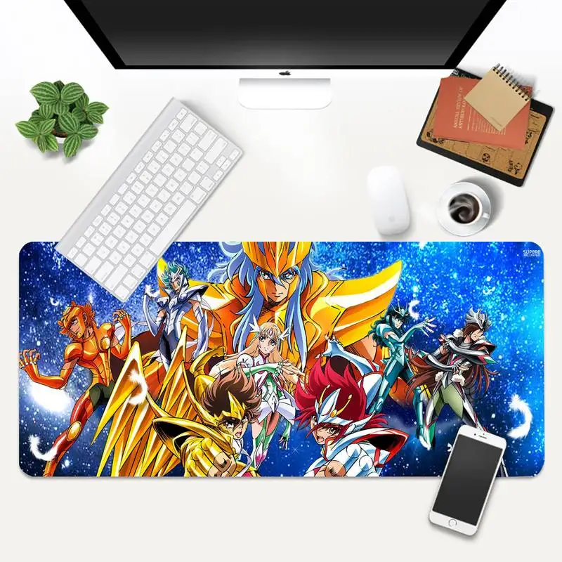 

Прочный резиновый коврик для мыши Saint Seiya с аниме, коврик XL, большой игровой коврик для клавиатуры, настольного ПК, коврик для компьютерного п...