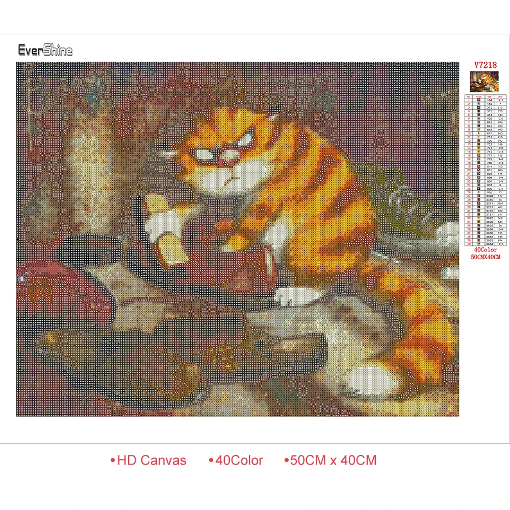 EverShine Diamond Painting Cat Picture Of Rhinestones 5D Diamond Embroidery Cross Stitch Full Square Mosaic Animal Wall Decor