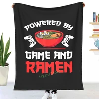 powered by game and ramen japanese anime noodles throw blanket 3d printed sofa bedroom decorative blanket children adult gift