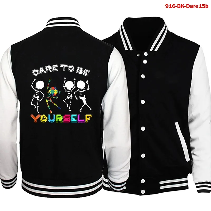 

2021 Baseball Jacket Dare To Be Yourself Men Jacket Autumn Winter Fashion Uniform Hoodie Women Dare To Be Yourself Loose Tops