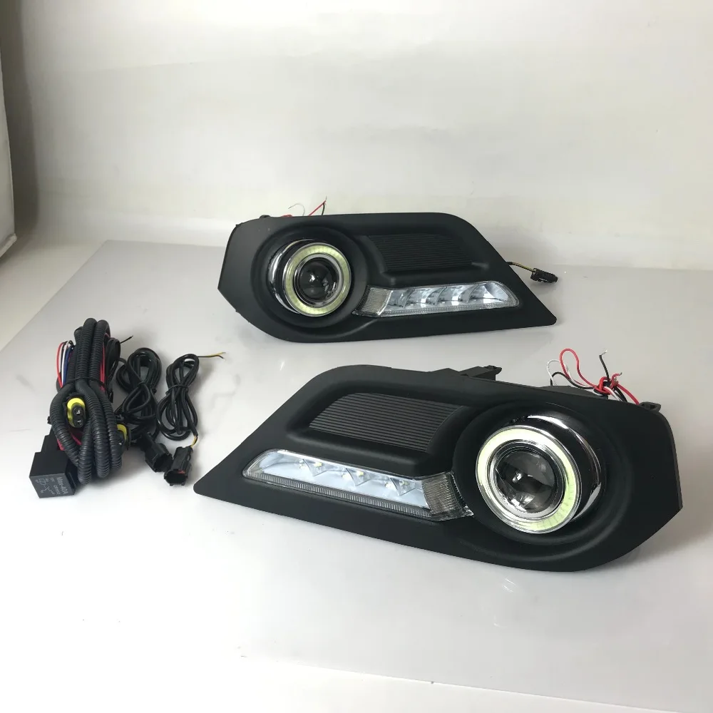 

Osmrk fog lamp driving light assembly For Isuzu mu-x cob angel eye led daytime running lights turn signal