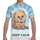 Футболка Subnautica с надписью Keep Calm Kitty для мужчин и женщин, модная футболка со сплошным принтом для девочек, топы для мальчиков, футболки, летние футболки с коротким рукавом
