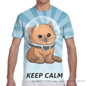 Футболка Subnautica с надписью Keep Calm Kitty для мужчин и женщин, модная футболка со сплошным принтом для девочек, топы для мальчиков, футболки, летние футболки с коротким рукавом
