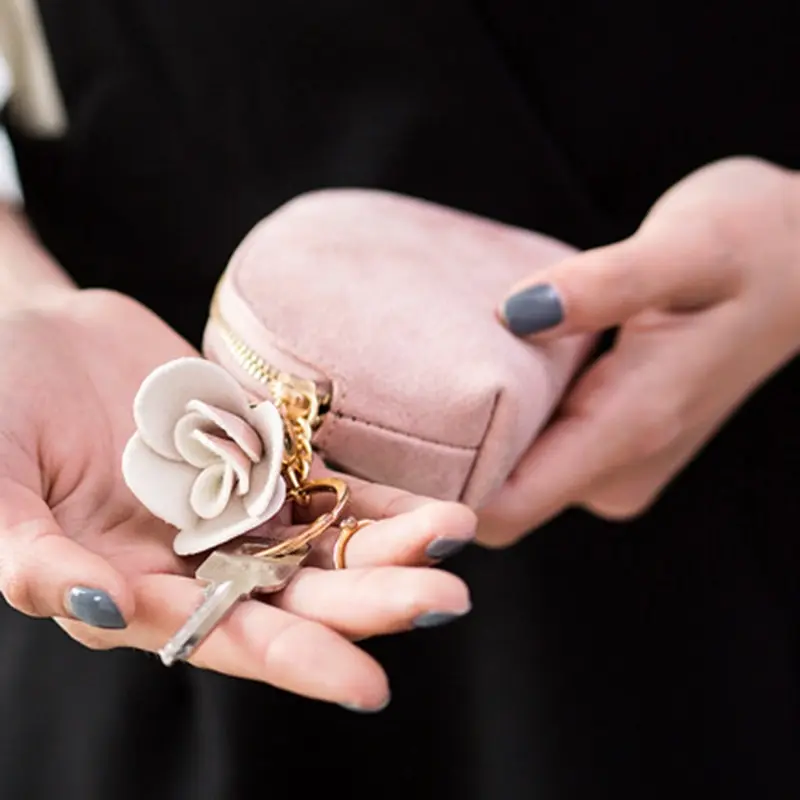 

Women Small Key Case Mini Cute Wallet Money Bag Holder Zip Purse Clutch Handbag for Girl Kid Flower Coin Pouch 2021