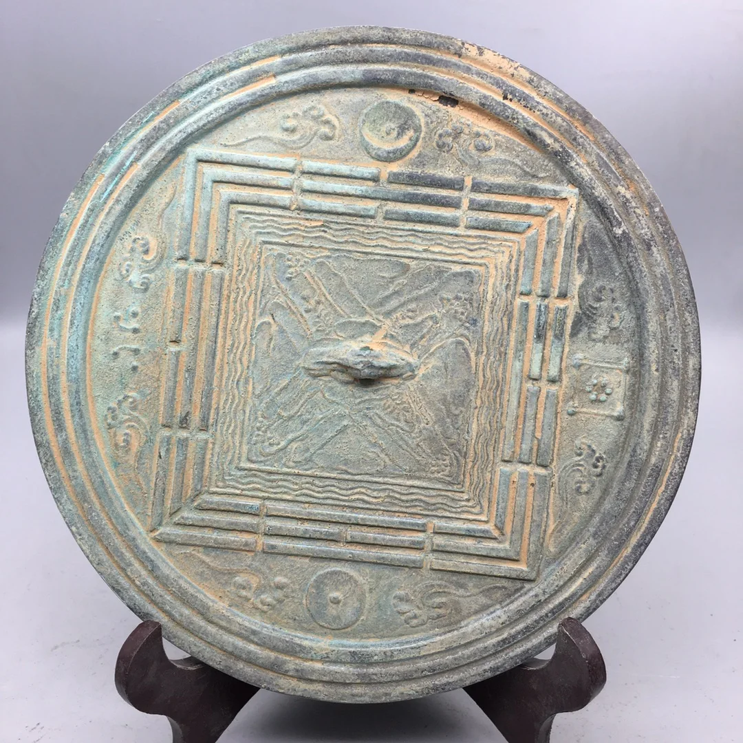 

Exquisite Antique Square Pattern. Bronze Mirror Home Decoration