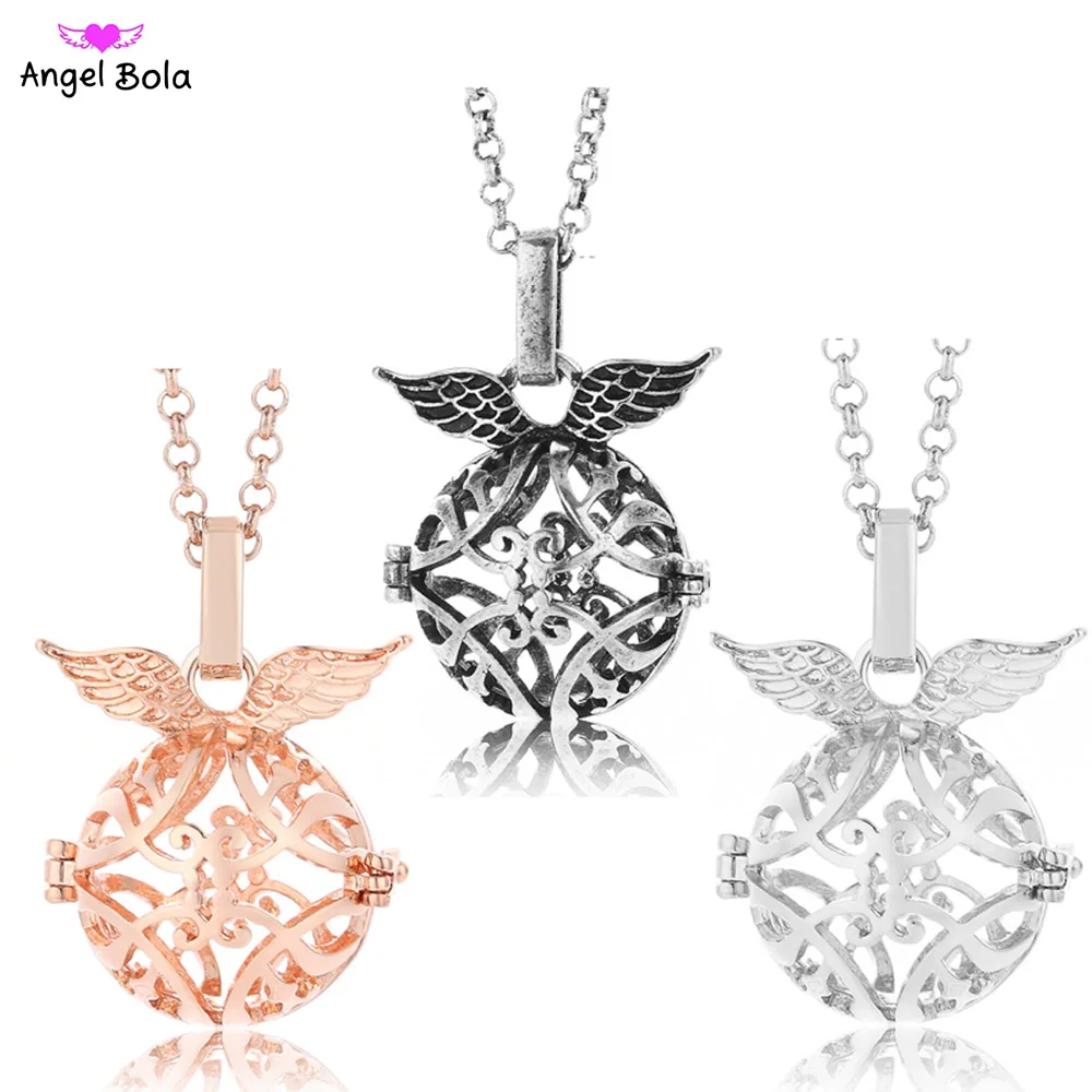 20 5 мм Угол Крылья диффузор клетка ожерелье ювелирные изделия для женщин Звук Шар