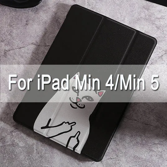 cat for mini 4 5 Чехол-подставка из искусственной кожи с рисунком звезды для Apple ipad mini 12345 air1 2, автоматический режим сна и пробуждения, чехол для ipad 234, ipad - Цвет: cat for mini 4 5