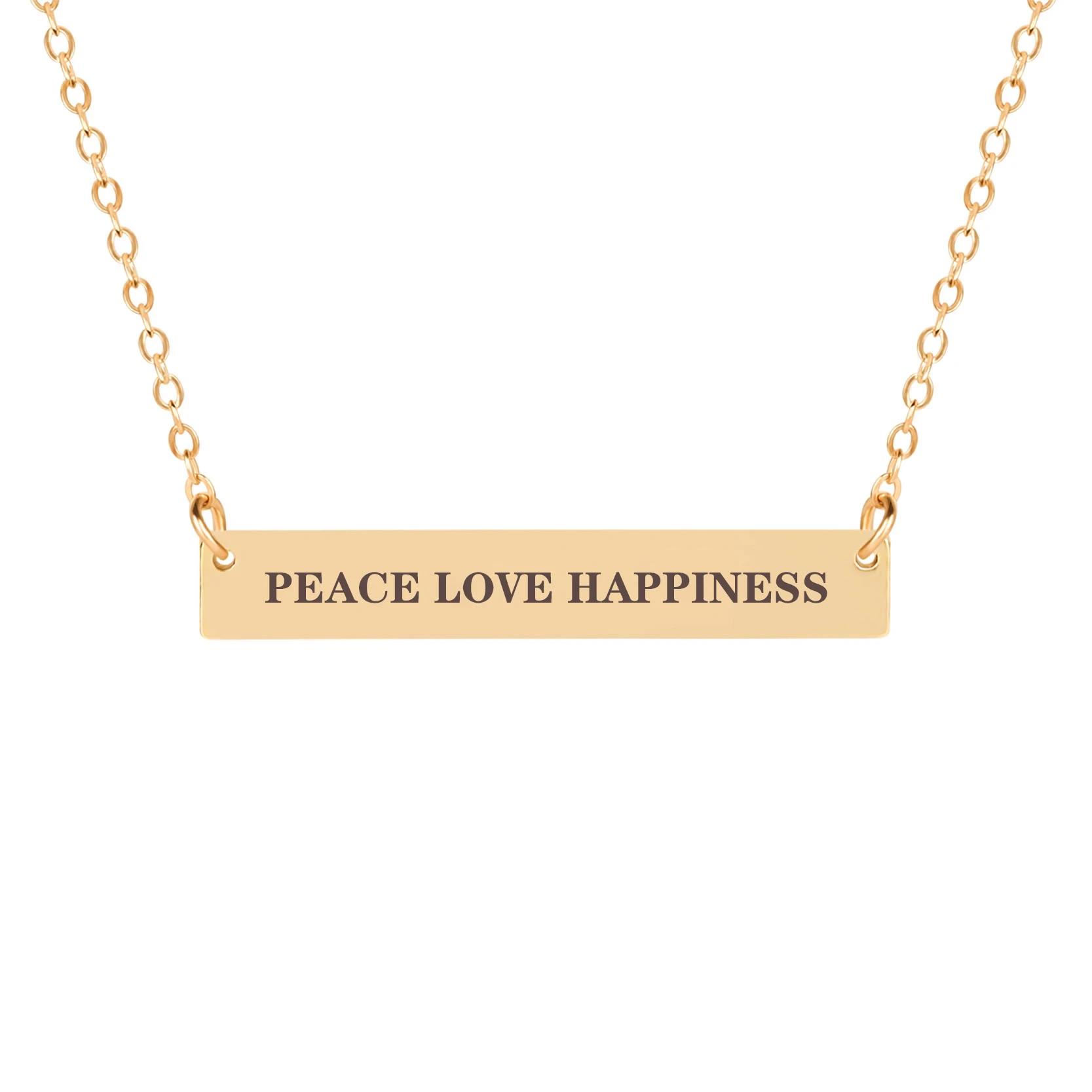 Мир любовь Счастье Персонализированные резьба ожерелье кулон золотой цвет Мода