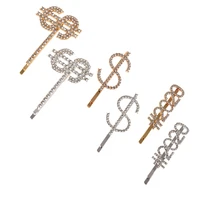 silver gold hairpins crystal shiny rhinestones word letters hair clips styling tool hairgrip diamond hair accessories clip clamp