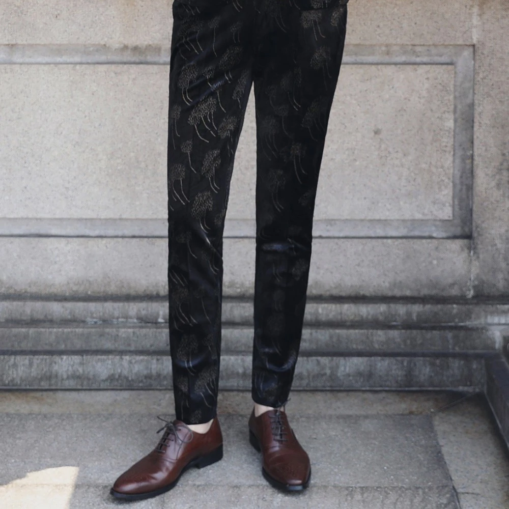 Pant Осень, Vestito Da Sposo, костюм из 3 предметов, мужские свадебные костюмы, костюм с цветочным принтом, Homme Mariage, барочные костюмы для мужчин, 3XL - Цвет: Pant