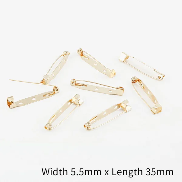 KC Gold 5.5x35mm 50 шт./Партия 15 20 25 30 35 мм золото/серебро/бронзовая брошь зажим базовые булавки безопасные булавки брошь настройки базы для украшений ручной работы Изготовление ювелирных изделий - Цвет: KC Gold 5.5x35mm