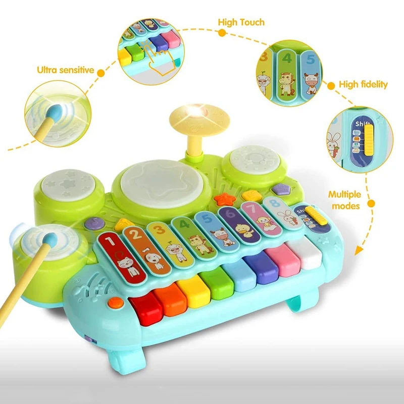 

3 in 1 Children Drum Kit Piano Keyboard Xylophone Toy Musical Instruments Learning Toys