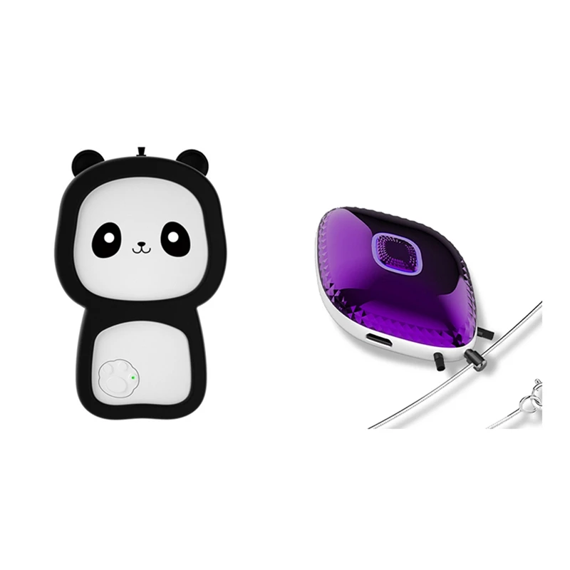 

2 Pcs Hanging Neck Air Purifier Personal Wearable Mini Portable Negative Ion Air Purifier, Black & Purple