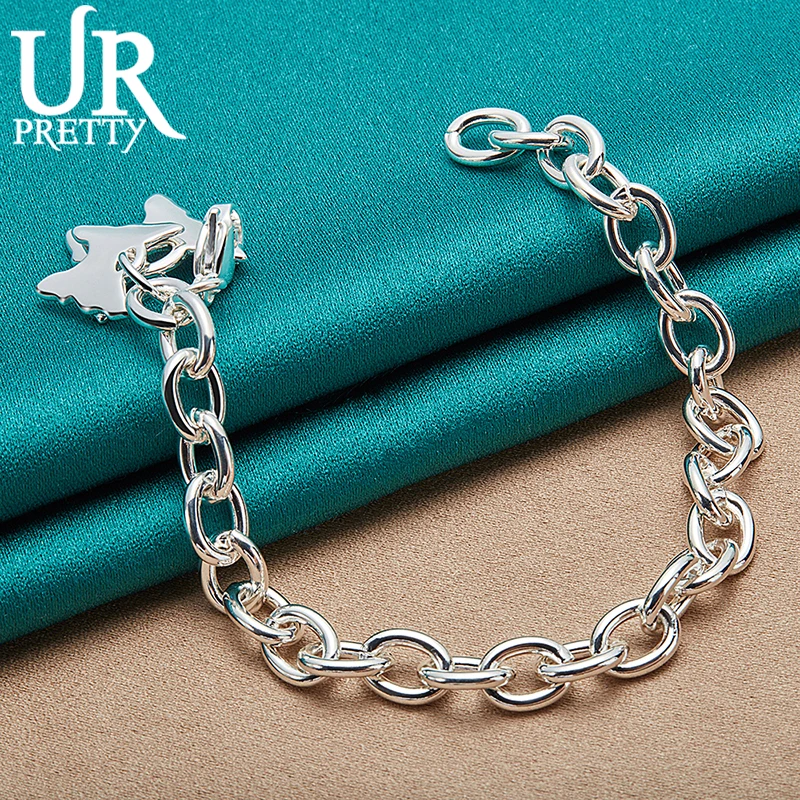 

URPRETTY 925 Sterling Silver Butterfly Chain Bracelet For Man Women Wedding Engagement Party Charm Jewelry