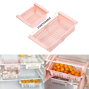 Регулируемый растягивающийся органайзер для холодильника, кухонная полка для хранения фруктов в холодильнике, корзина для ящиков, разделитель для свежести, многоуровневый стеллаж для хранения