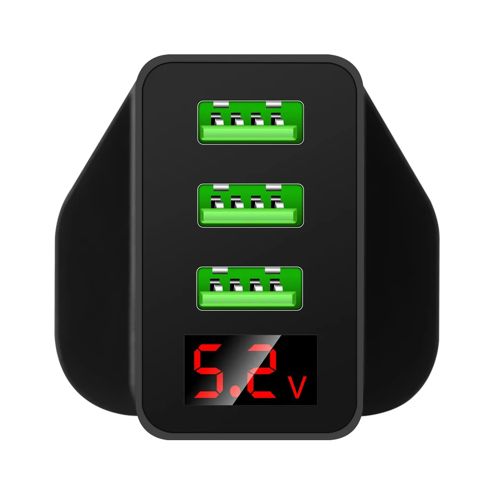 UK EU US Plug 3 Multi-Ports Fast Quick Charger USB Hub Wall Adapter Universal LED Display Portable Transformer Power Supply | Электроника