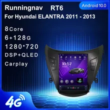 4G LTE Android 10  For Hyundai ELANTRA 2011 2012 2013 Tesla Type Multimedia Stereo Car DVD Player Navigation GPS Radio