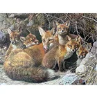 Набор для алмазной вышивки Лиса, Набор для вышивки крестиком 5D сделай сам с изображением семьи животных, квадратных и круглых страз, домашний декор AA2594