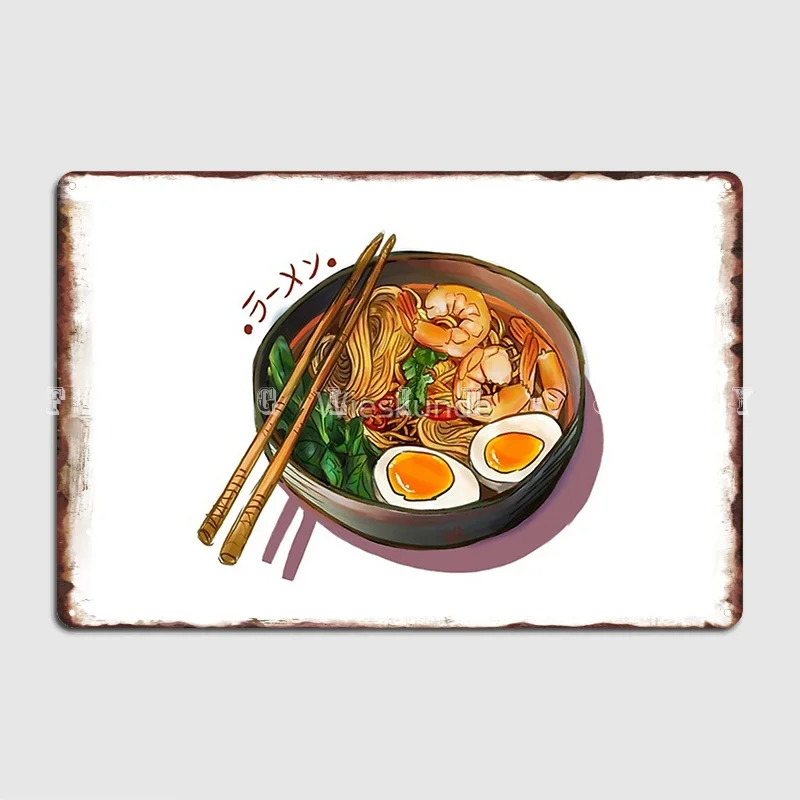 

Японская рамен лапша миска Плакат Металлический налет клуб паб гараж Создайте стены Жестяная Табличка с надписью плакат