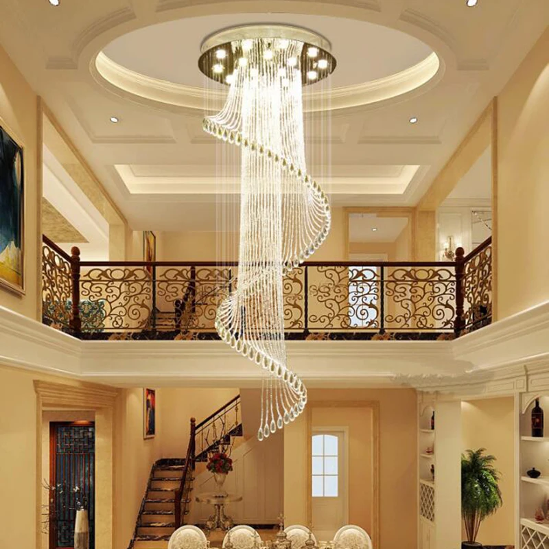 

YSN Crystal Room Lights K9 Spiral K9 Crystal Chandelier European Modern Creative LED Chandelier Lamp Hotel Villa