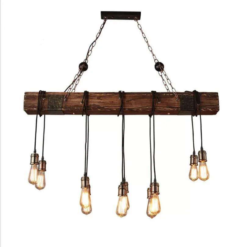

Retro industrial solid wood art Pendant light For coffee restaurant bar table LOFT living room hanging lamp Light Fixtures