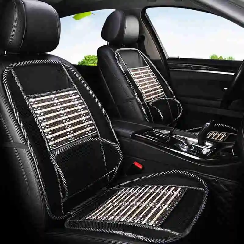 

Bamboo Seat Pad Car Ergonomic Design Summer Breathable Mesh Moisture-wicking Massage Lumbar Support Universal Auto Cushion
