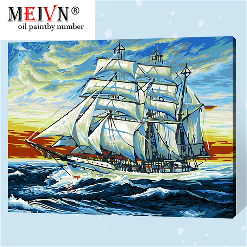 Meivn морской пейзаж морское плавание вид сад Diy Художественная масляная краска ing