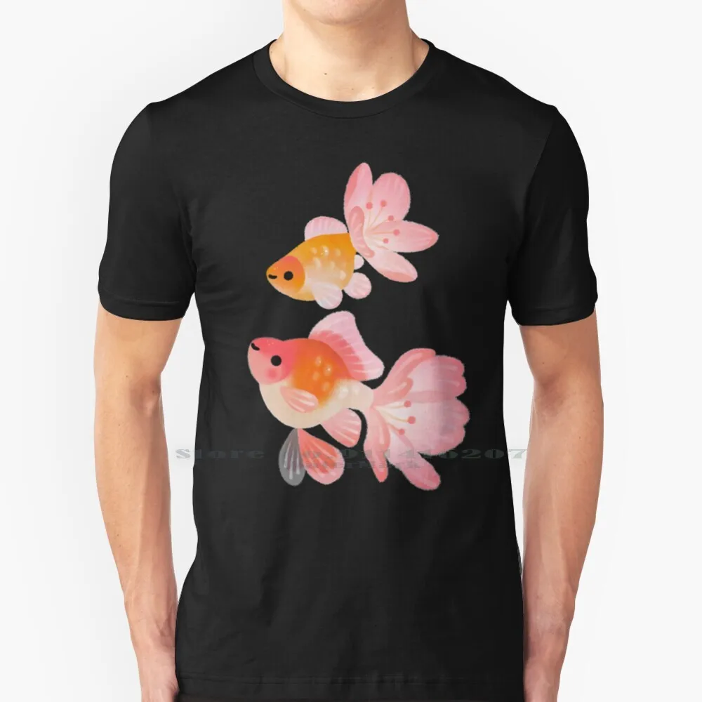 

1 футболка с изображением цветущей вишни золотой рыбки, 100% чистый хлопок, цветущая вишня, золотая рыбка, пресная вода, домашнее животное, Сакура, цветок, весеннее животное