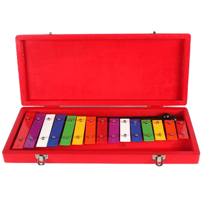 

Алюминиевый лист 15 Примечание ксилофон в Деревянный чехол-легко воспроизводить песни в комплекте самый лучший подарок для детей