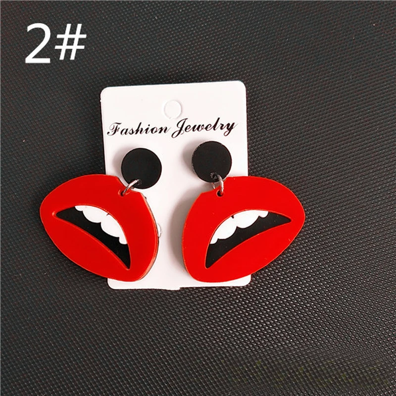 1 пара новые творческие личности акриловое волокно в виде красных губ Рот серьги