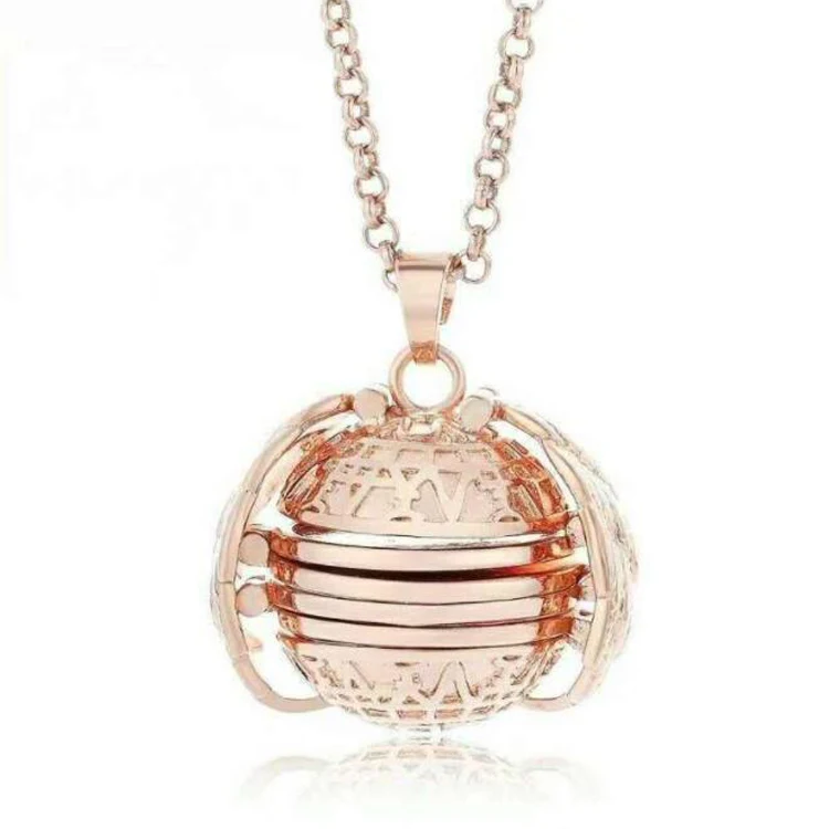 Rose Gold Творческий расширение 4 фото медальон ожерелье Серебряный шар подвеска ангела с крыльями сувениры Рождество Горячая - Цвет: Rose Gold
