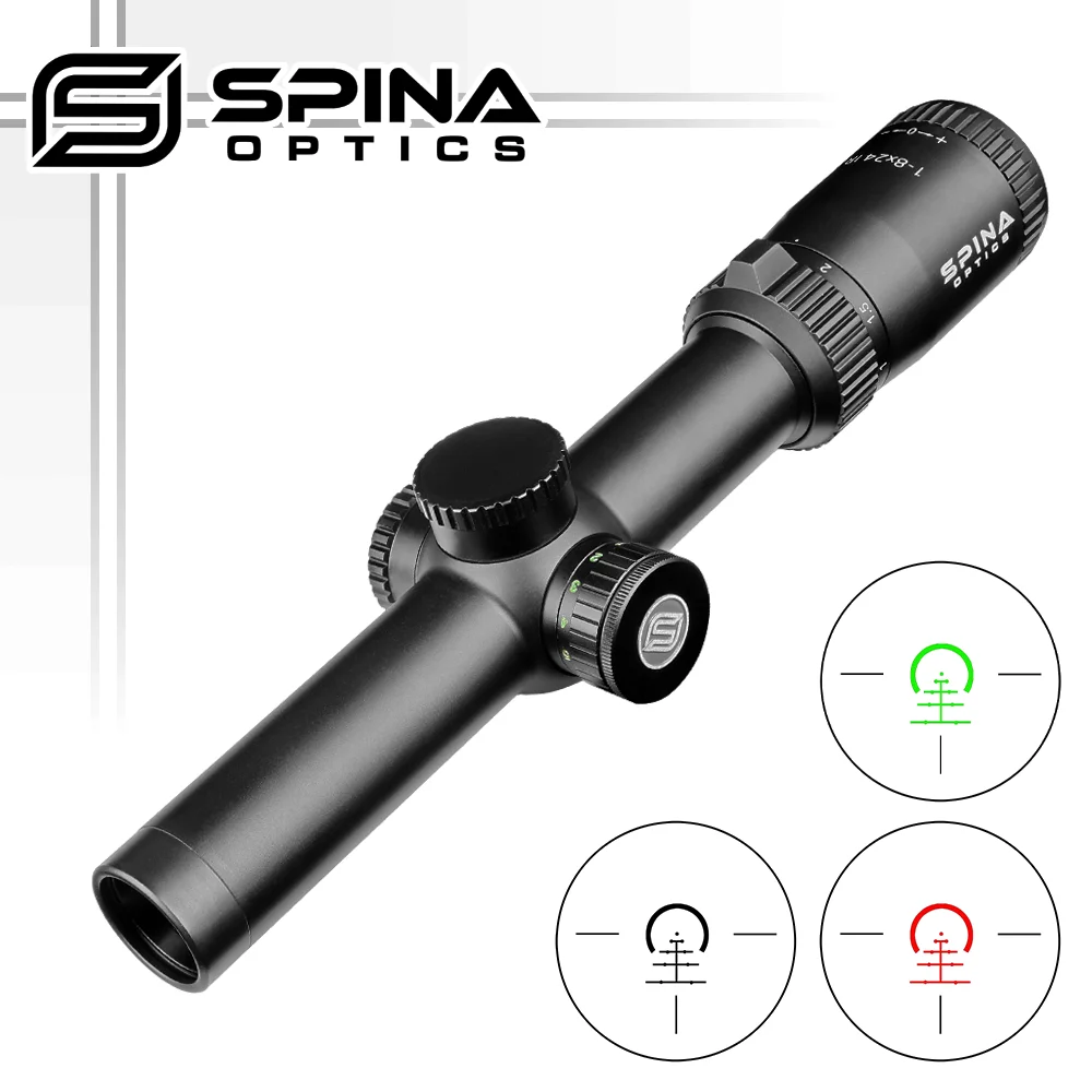 Оптический прицел Spina Optics 1 8x24 с длинным глазом для винтовки 1/2 MOA подсветкой и