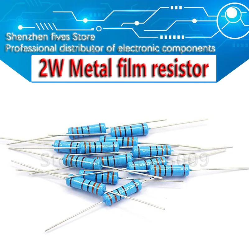 

20pcs 2W Metal film resistor 1% 1R ~ 1M 2.2R 4.7R 10R 22R 47R 100R 220R 470R 1K 10K 100K 2.2 4.7 10 22 47 100 220 470 ohm