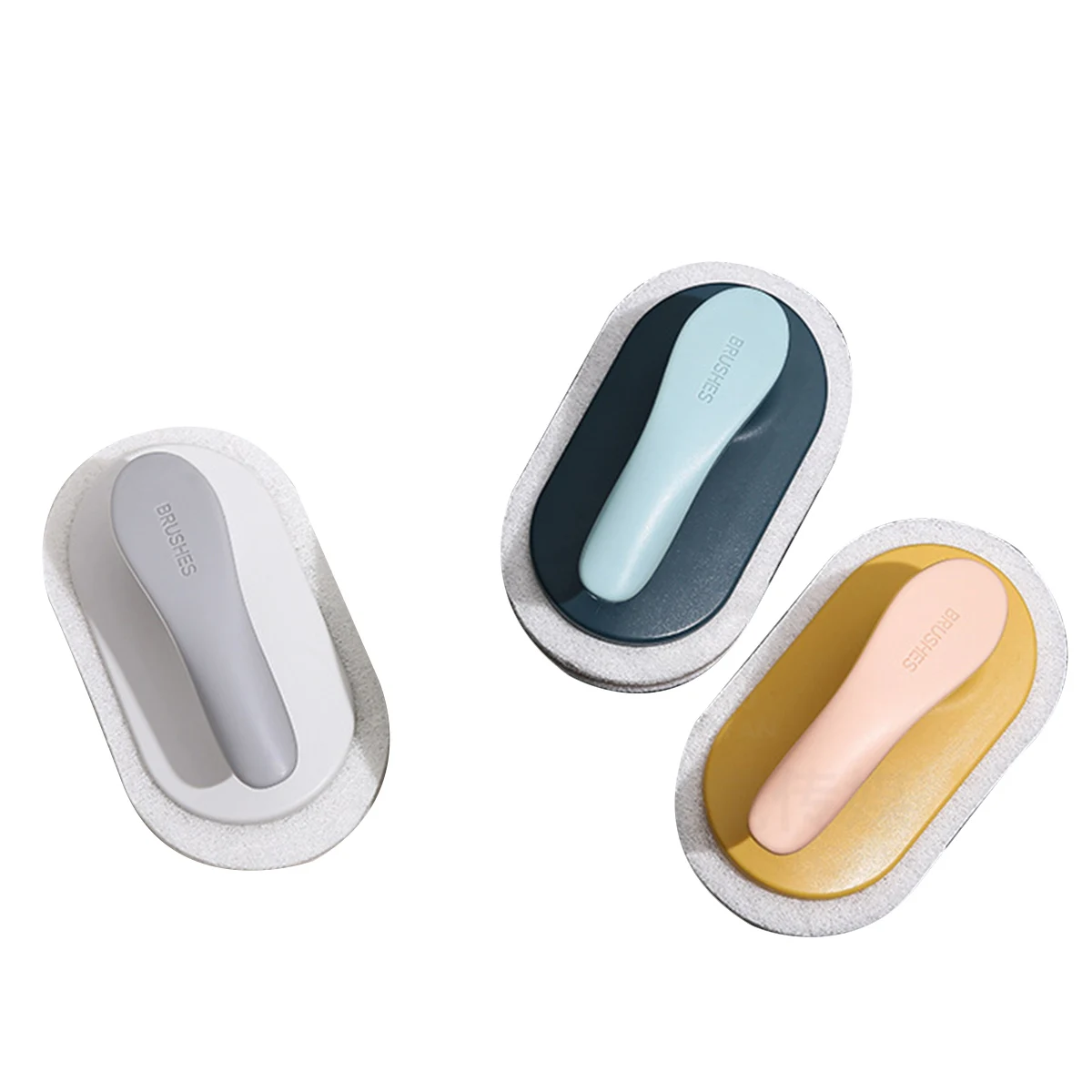 

Faroot Cleaning Brush, Portable Household Sponge Brush with Handle for Kitchen Bathroom, Yellow/Dark Blue/White