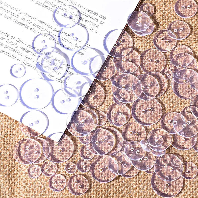 Пуговицы пластиковые прозрачные с двумя отверстиями 9-25 мм | Дом и сад