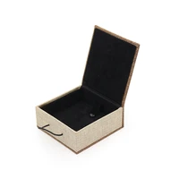 burlap wooden buckle series imported dimensional colored paper square jewelry ring bracelet pendant packaging box built in slot